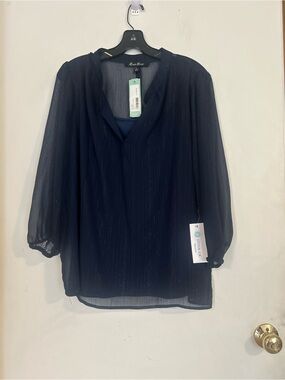 NEW Alice Blue
Clydell Lurex Sheer Blue Blouse With Tank Large